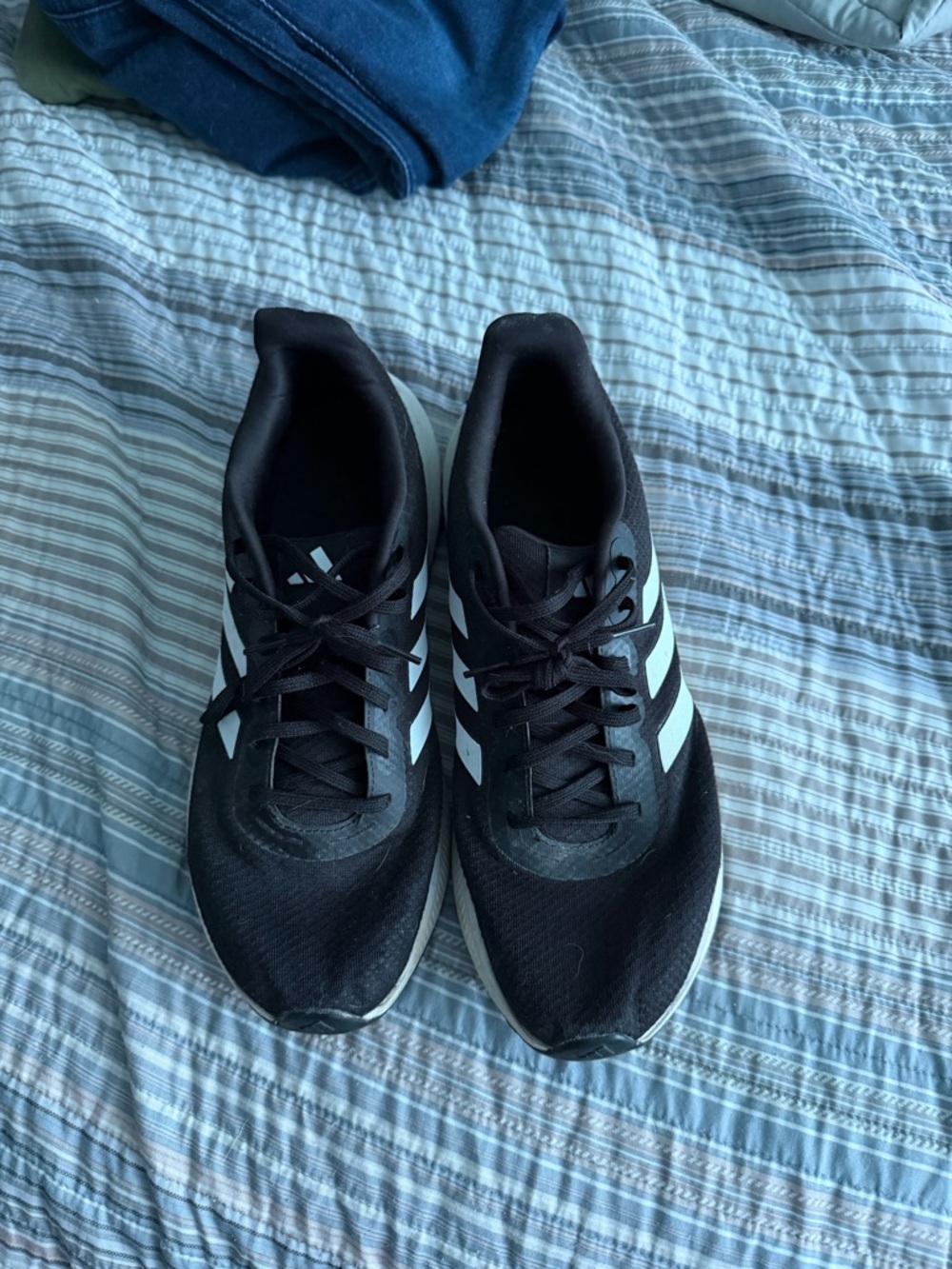adidas Black Athletic Sneakers with White Three-Stripes